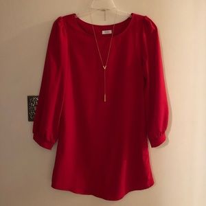 Red long sleeve mini dress